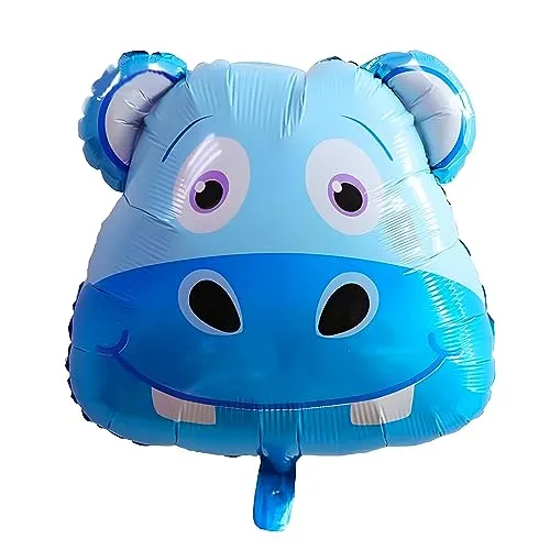 Folienballon Tier, Nilpferd Design, ca. 49 * 55 cm - Perfekt für Kindergeburtstage, Partys, Dekorationen, Geschenke - Hochwertiger, langlebiger & wiederverwendbarer Partyballon mit Tiermotiv