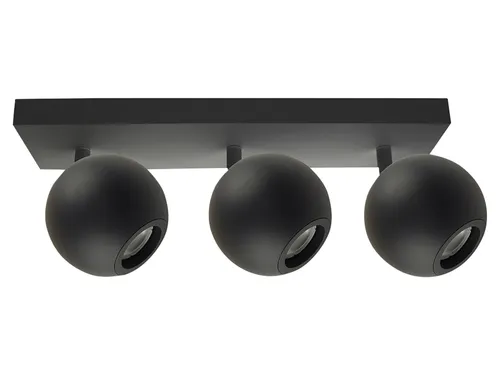 ELED 700135 - Deckenleuchte, 3x GU10, schwarz - Moderne Deckenleuchte mit 3 verstellbaren GU10-Spots, ideal für gezielte Lichtakzente in Wohn- und Arbeitsräumen, aus robustem Aluminium für Langlebigkeit.