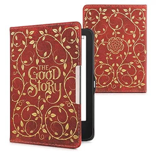 kwmobile Schutzhülle für Tolino Vision 1/2 / 3/4 HD Hülle - eReader Flip Case mit Auto Sleep Funktion - Buchcover Good Story mit Gelb Orange Rot