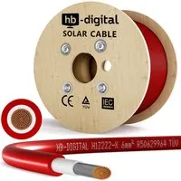 HB-DIGITAL Solarkabel 6mm² H1Z2Z2-K - TÜV-zertifiziert - Hochwertige Solarleitung mit 6mm² Querschnitt für zuverlässige Energieübertragung. Ideal für Photovoltaikanlagen, robust und temperaturbeständig von -40°C bis +90°C.