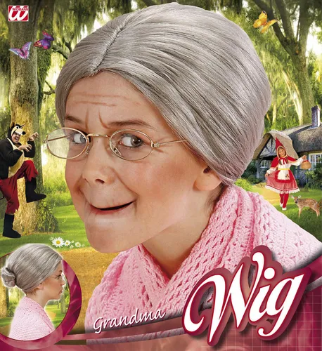 Perücke Omi Oma alte Frau Haare grau Kostüm Verkleidung