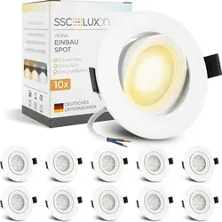 SSC-LUXon VIONA LED Mini Einbauspot 10 Stück – Flach, schwenkbar, warmweiß/neutralweiß/kaltweiß - FLEXIBLES LICHT – Der VIONA Mini LED-Einbauspot bietet schwenkbare Lichtausrichtung und modernes Design. Ideal für eine unauffällige Integration in Decken, perfekt für individuelle Raumgestaltungen.
