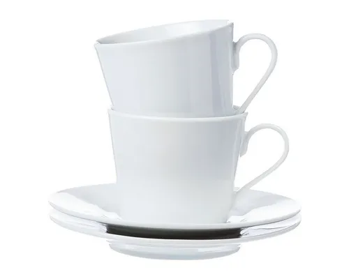 Ritzenhoff & Breker Kaffeeservice Bianco (4-tlg), Porzellan, Kaffeetasse mit Untertasse, spülmaschinen-/ mikrowellengeeignet