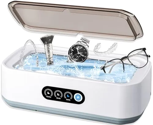 Ultraschallreiniger 650 ml Ultraschallreinigungsgerät Tragbar Ultraschallgerät professionell 3 Zeiteinstellungen Tiefenreinigung Behälter aus Edelstahl für Brille Schmuck Zahnen Uhren Rasierkopf