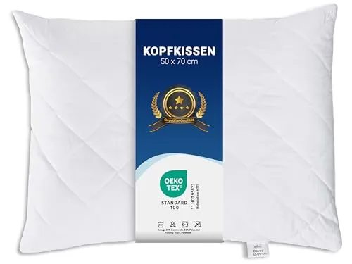 ZOLLNER 5er Set Kopfkissen - 50x70 cm - mit Reißverschluss – Individuell anpassbare Füllung aus Synthetikfasern - bis 95°C waschbar - Bezug aus Baumwollmischung - Hotelqualität