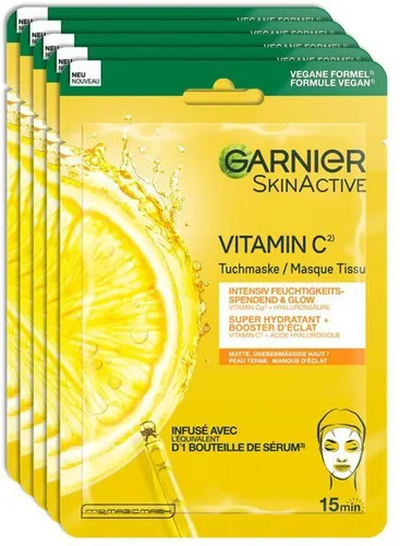 GARNIER Tuchmaske Vitamin C Tuchmaske, feuchtigkeitsspendend, sorgt für mehr Glow