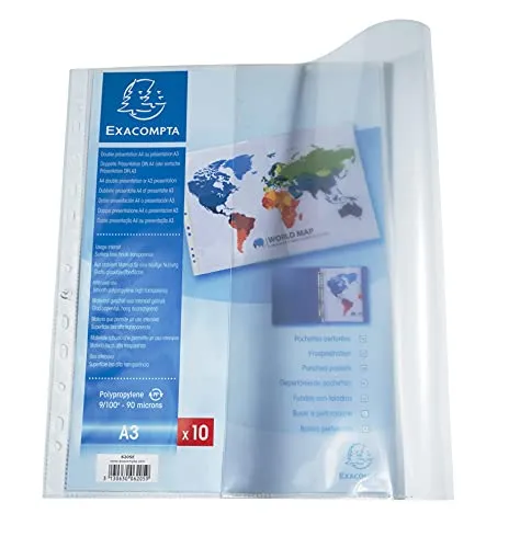 Exacompta 10 Prospekthüllen PP glatt 9/100 mm A3 gefaltet farblos