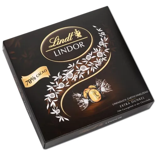 Lindt Lindor Kugeln Dark 70% in einer Präsent Box, 186g Packung 48,17€/1kg