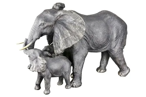 Brillibrum Elefantenfigur Deko-Skulptur – Kunstharz Mutter-Kind Motiv 27x40x19 cm - ELEGANTES DESIGN: Diese stilvolle Elefantenfigur mit Mutter-Kind Motiv bringt einen Hauch von Eleganz in Ihr Zuhause. TECHNISCHE DETAILS: Maße 27×40×19 cm, Gewicht ca. 1,9 kg, aus robustem Kunstharz gefertigt. VIELFÄLTIG EINSETZBAR: Ideal für Wohnzimmer, Eingangsbereich oder als Blickfang auf dem Sideboard.