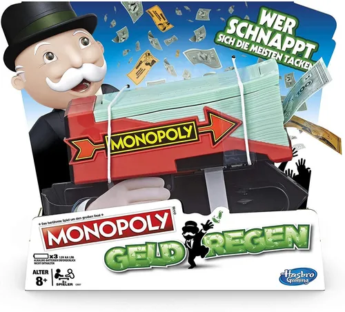 Hasbro Gaming E3037100 Monopoly Geldregen - Familienspiel mit Geldblaster, aufregender Spaß für 3+ Spieler ab 8 Jahren