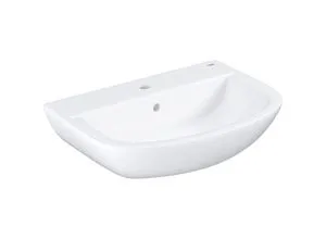 GROHE Bau Keramik Waschtisch 60cm - Wandhängend mit Überlauf und Hahnloch, langlebiges alpinweißes Glasporzellan für stilvolles Baddesign