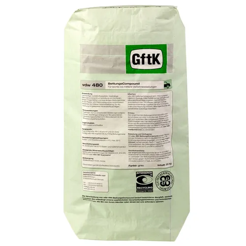 vdw 480 GftK Bettungs Compound 25kg - Hoch wasserdurchlässiger Pflastermörtel für Außenbereich, schnelle Erhärtung und hohe Druckfestigkeit, ideal für Pflaster- und Plattenverlegung.