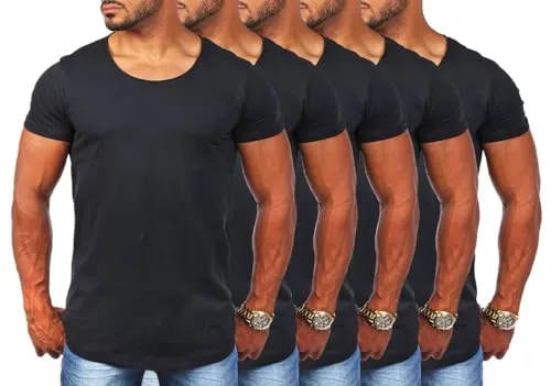 Young & Rich Herren T-Shirt Uni Basic Rundhals schwarz S - Hochwertiges T-Shirt aus 95% Baumwolle und 5% Elasthan, ideal als Unterziehshirt. Der elastische Stoff sorgt für eine perfekte Passform im Slim Fit. Maschinenwaschbar und pflegeleicht, für den täglichen Komfort.