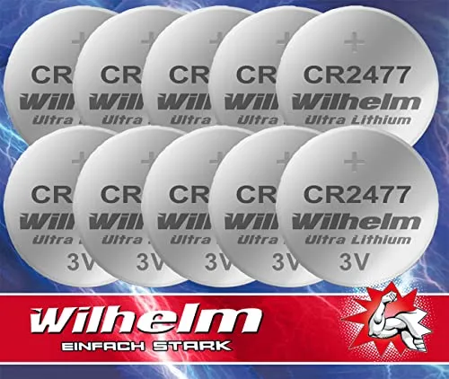 CR2477 CR 2477 WILHELM Lithium Knopfzelle 3V 1070 mAh ø24 x 7,7 mm Batterie DL2477 10 x