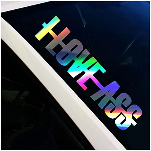 Frontscheibenaufkleber Schriftzug I love ass Aufkleber für Windschutzscheibe Heckscheibe Frontscheibe Auto Fahrzeug Dekor Sticker FS136 (Hologramm, Außenklebend)