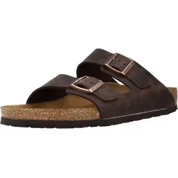 Birkenstock Arizona Leder-Pantoletten - Braun, Weite N - 43 - Wanderschuhe mit ergonomischer Kork-Decksohle für optimalen Tragekomfort, ideal für den Alltag und entspannte Spaziergänge. Hergestellt in Deutschland.