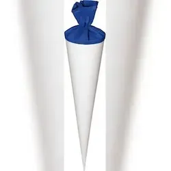 Geschwistertüten-Rohling 35 cm Ø 11 cm weiss mit Verschluss in Blau