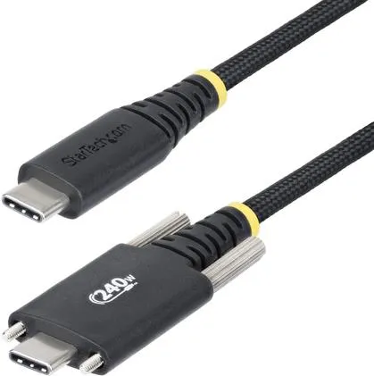 StarTech.com 2m USB-C-Ladekabel mit Schraubensicherung - USB-Kabel für Hochleistungs-Laptops mit 240W Power Delivery; geflochtenes Nylon für hohe Flexibilität und Langlebigkeit; ideal für Geräte mit seitlich verriegelbaren USB-C Ports.
