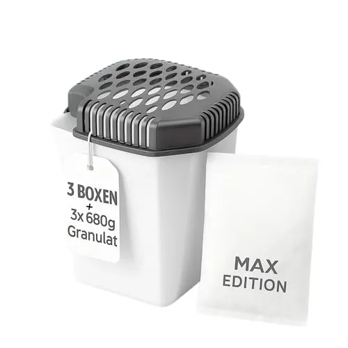 Stück Maxi Raumentfeuchter mit 3x 680g Granulat. Entfeuchter mit großem Volumen Luftentfeuchter ohne Strom 3