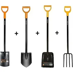 Solid Set FISKARS 131413 Spitz Solid + 131403 Rund Solid + 132403 Schaufel Solid + 1003458 Gabel Solid Set Spaten Gabel Schippe Garten