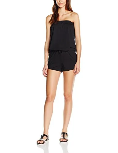 Urban Classics Ladies Hot Jumpsuit Schwarz Grau - Sonstige Hosen – Bequemer Stretch-Jumpsuit aus 95% Baumwolle, ideal für lässige Streetwear-Looks mit verführerischem Schnitt und elastischem Taillenband.