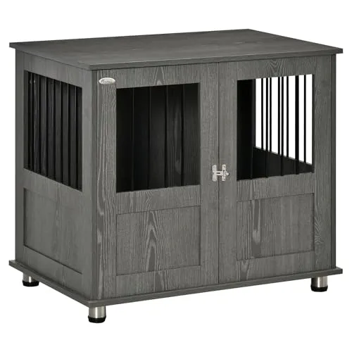 PawHut Hundekäfig für Zuhause - Einfache Hundebox mit stabiler Struktur und belüftetem Design. Ideal für kleine und mittelgroße Hunde, bietet Sicherheit und Komfort durch magnetische Türen und höhenverstellbare Füße.