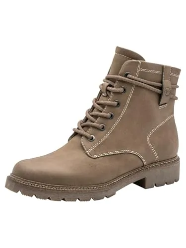 Schnürstiefelette TAMARIS für Damen in taupe - Wanderschuhe aus veganem Nubuklederimitat, modisch mit kontrastfarbenen Details und wärmendem Innenmaterial für optimalen Komfort.