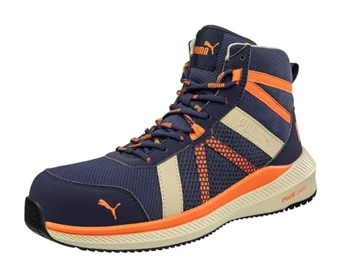 PUMA Sicherheitsschuhe Rival MID S1PS Blau Orange Größe 41 - Robuste Sicherheitsschuhe mit innovativer PWR.Sohle für optimalen Halt und Rutschfestigkeit. Leicht und atmungsaktiv, ideal für den täglichen Einsatz im Beruf.