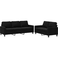 vidaXL 2-tlg. Sofagarnitur Schwarz Samt - Elegante Sofagarnitur für gemütliche Stunden, aus weichem Samt und mit stabiler Konstruktion. Ideal zum Entspannen und ein echter Blickfang in jedem Wohnzimmer.