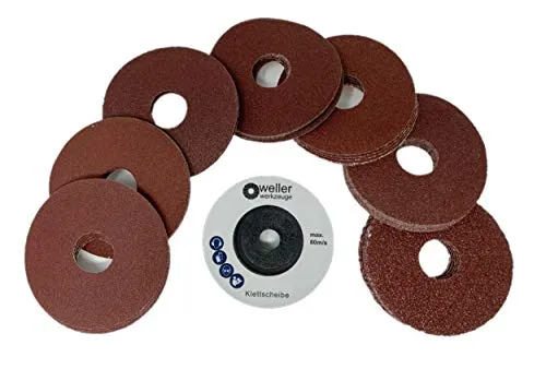 WELLERWERKZEUGE | XXL Klettscheibe Schleifscheiben SET passend für Akku Winkelschleifer 10,8V 12V wie Bosch GWS Berner BTI Würth