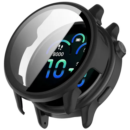 Für Garmin Vivoactive 6 Kunststoff Schutz Hülle + 9H Hart Glas Matt Schwarz