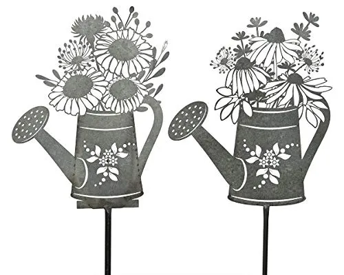 Gartenstab Gartenstecker Pflanzstecker Stab Zink grau Motiv Blumen Höhe 98 cm Stückpreis