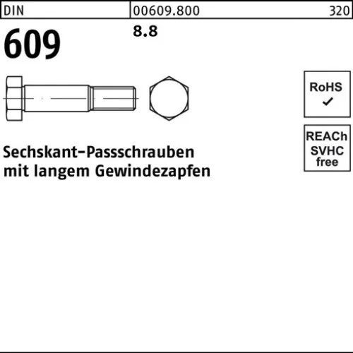 25er PACK(Stk) 000609080000080050 Sechskantpassschraube DIN 609 m.langem Gewind