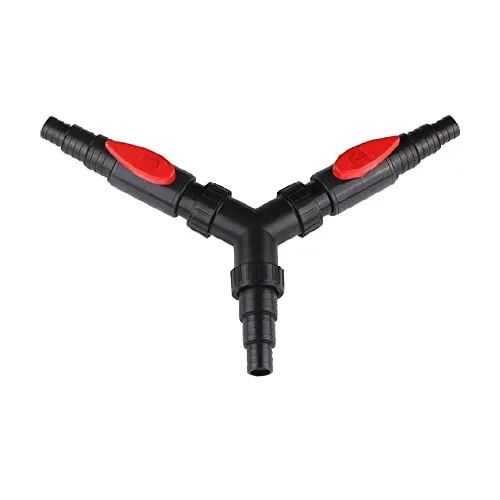 AquaOne Schlauchverbinder CST-02F Y-Stück 25/32/38mm mit 2X Absperrhähnen I Hochwertiger Verbinder für Garten & Schwimmbad I Teichschlauch Poolschlauch Adapter I Reduzierung Anschluss