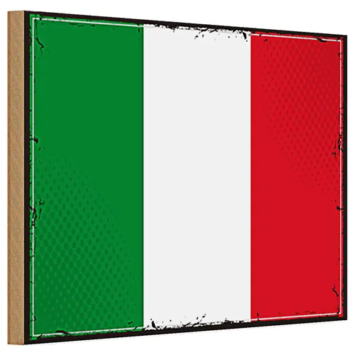 Holzschild Flagge Italien 30x20cm Retro Flag of Italy