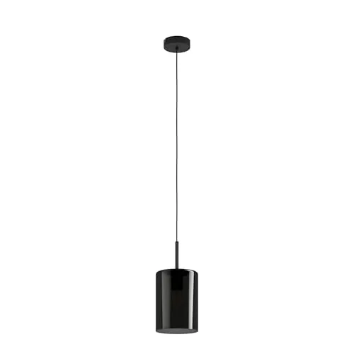 EGLO Pendelleuchte Cadaques 1 – Elegante Hängelampe aus Stahl und Rauchglas - Lampen – Stilvolle Pendelleuchte mit modernem Design, ideal für Esstische oder Wohnzimmer, geeignet für E27 Leuchtmittel, maximal 40 Watt, dimmbar.