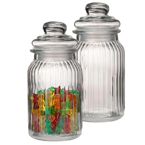 Annastore Vorratsglas mit Glasdeckel 1200 ml - Bonbonglas - Bonboniere - Aufbewahrungsgläser Lebensmittel - Vorratsglas mit Deckel - Vorratsbehälter aus Glas mit Deckel (2 x (H 23 cm - Ø 10 cm))
