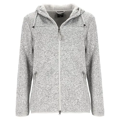 Blue Wave Damen Fleecejacke Meike mit Kapuze - Strickfleece-Jacke mit Teddy-Futter in Grau Größe 38