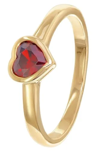 trendor Goldring Gold 333/8K mit rotem Zirkonia Herz - Eleganter Damenring aus 8-karätigem Gold 333, verziert mit einem rubinroten Zirkonia in Herzschliff, perfekt für romantische Anlässe und als Geschenk.
