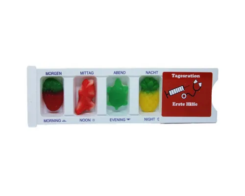 Fruchtgummi Bären & Co. Süßigkeit, Tablettenbox Erste Hilfe gefüllt mit Fruchtgummi Scherzartikel 25g