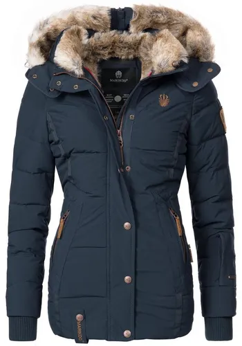 MARIKOO Damen Winterjacke B658 - Steppjacke mit Kunstfell - Funktionsjacken mit kuscheligem Kunstfell und abnehmbarer Kapuze für maximalen Komfort und Stil in der kalten Jahreszeit.