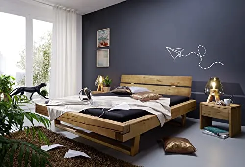 möbelando Balkenbett Long Beach II 180x200 cm - Massivholzbett für Eheleute, stabil und elegant, ideal für einen erholsamen Schlaf.