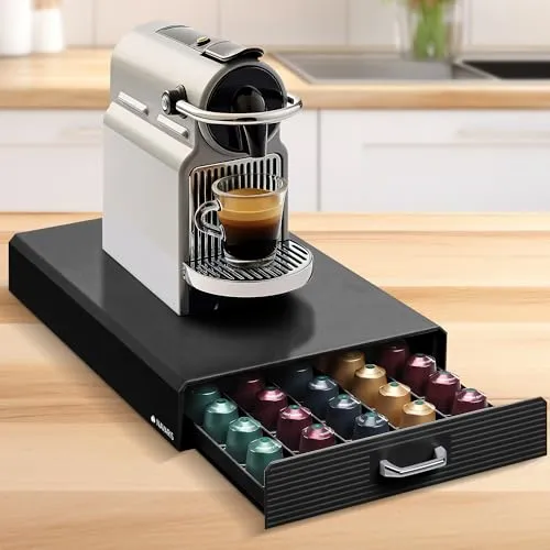 Kapselhalter für Nespresso Kapseln - Aufbewahrung für 50 Kaffeekapseln - Ersatzteile: Stilvoller Kapselhalter mit Platz für 50 Nespresso Kapseln, ideal zur platzsparenden und übersichtlichen Aufbewahrung.