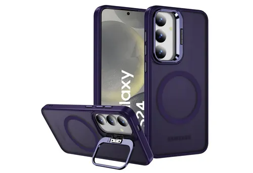 CoolGadget Handyhülle Hybrid Luxury Handy Case für Samsung Galaxy S24 6,2 Zoll, Hülle Massiv Metallständer aufklappbar Schutzhülle für Magsafe Zubehör