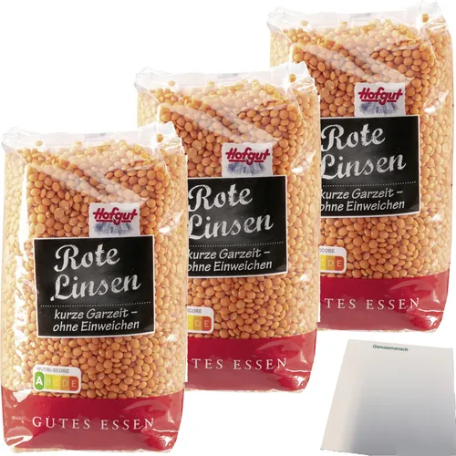 Hofgut Rote Linsen 3er Pack 3x500g Beutel usy Block