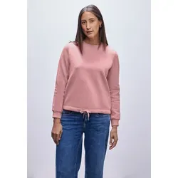 Sweatshirt STREET ONE, Damen, Gr. 38, powder pink, Sweatware, 60% Baumwolle, 40% Polyester, unifarben, normal, Rundhals, Bündchen, Sweatshirts Sweatshirt, mit Tunnelzug am Saum
