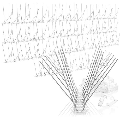 com-four® 3 Meter Taubenabwehr Spikes 4-reihig - Edelstahl 304 - rostfrei und Langlebig - 12 x 25 cm mit Clips für Regenrinnen - Vogelabwehr, Vogelschreck, Taubenschutz