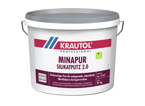 Krautol Silikatputz Minapur K 2,0 Weiß 25kg Fassadenputz - Hochwertiger Silikatputz für Innen- und Außenanwendungen. Ideal für Decken und Wände, leicht zu verarbeiten und sorgt für eine langlebige Oberfläche.
