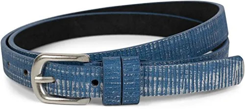 styleBREAKER schmaler unifarbener Gürtel mit Metallic Streifen, Vintage, kürzbar, Damen 03010089, Größe:85cm, Farbe:Blau