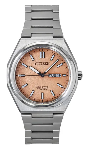 Citizen Zenshin Solar Dress AW0130-85Z 100M Herrenuhr - Herren Armbanduhr mit Solarwerk, Saphirglas und 100m Wasserdichtigkeit. Stilvolles Design in Lachs und Silber, perfekt für jeden Anlass.